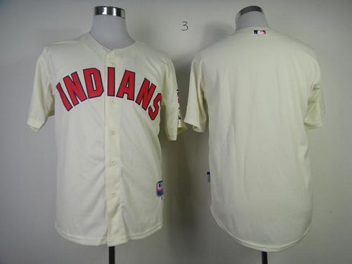 Indians Blank Cream Cool Base Stitched MLB Jersey - Click Image to Close